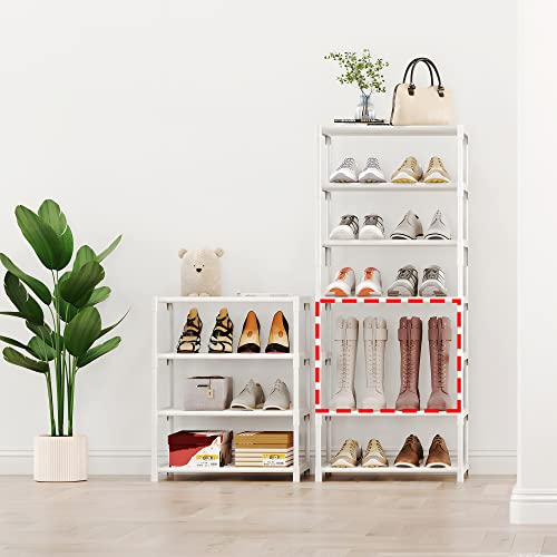 3-Tier Small Shoe Rack, Metal Stackable Kids Shoe Shelf Storage Zapateras Organizer,Narrow Shoe Rack Sturdy for Closet Hallway Entryway Living Room Bedroom (White) - size: 3-White
