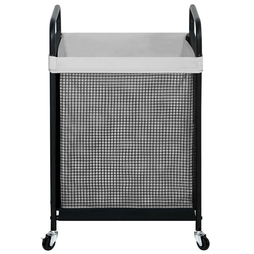 STO STO Laundry Hamper, 90L Rolling Laundry Sorter Cart with Removable and Washable Liner Bag, Clothes Hamper with Wheels and Metal Handle for Laundry Room and Bedroom, Gray - color: Gray, size: 1-Section