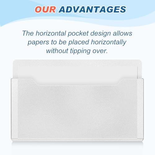 Fuutreo 6 Pcs Magnetic Wall File Organizer Magnetic Wall File Holder Refrigerator Magazine Holder for Mail Letters Paper(Clear,Horizontal-large) - color: Clear, size: Horizontal-Large