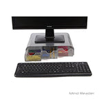 Mind Reader Perch Monitor Stand Desk Organizer, Silver Metal Mesh - size: 13.25"L x 12.5"W x 3"H