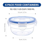 KIGI Round Food Storage Containers with Lids, Leak Proof Small Plastic Bowls for Snacks, Puree, Meal Prep and Lunch, Freezer Safe, 4-Sided Locking Lid, BPA-Free,10 oz / 1.25 Cup,12 Piece Set - size: 1.25 cup (12-Piece)