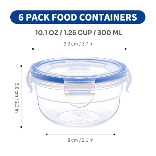 KIGI Round Food Storage Containers with Lids, Leak Proof Small Plastic Bowls for Snacks, Puree, Meal Prep and Lunch, Freezer Safe, 4-Sided Locking Lid, BPA-Free,10 oz / 1.25 Cup,12 Piece Set - size: 1.25 cup (12-Piece)
