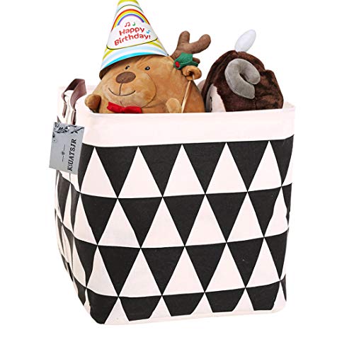 Square Canvas Toy Storage Bins Basket with Handle Collapsible Toy Organizer for Nursery Storage, Kid's Toy & Laundry, Gift Basket (Black Triangle) - color: Black Triangle