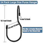 24-Pack Purse Hangers for Closet, Large 5-inch Twist Design Hooks for Bags, Purses, Handbags, Belts, Scarves, Hats - color: 24 Pack Black