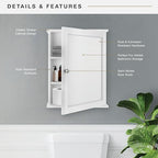 MCS 23x18 White Medicine Cabinet Organizer, Wall Mounted Bathroom Cabinet for Over-The-Toilet Storage, Bathroom Furniture & Restroom Organizer - size: 23x18 1-Door