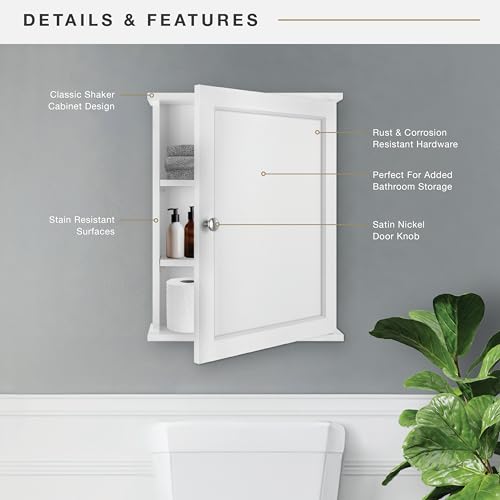 MCS 23x18 White Medicine Cabinet Organizer, Wall Mounted Bathroom Cabinet for Over-The-Toilet Storage, Bathroom Furniture & Restroom Organizer - size: 23x18 1-Door