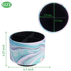 Round Leather Art Supply Organizer,Remote Control Holder,360-degree Rotating Pen Organizer with 4 Compartments(1-Pink Green Splash Ink) - color: 1-Pink Green Splash Ink