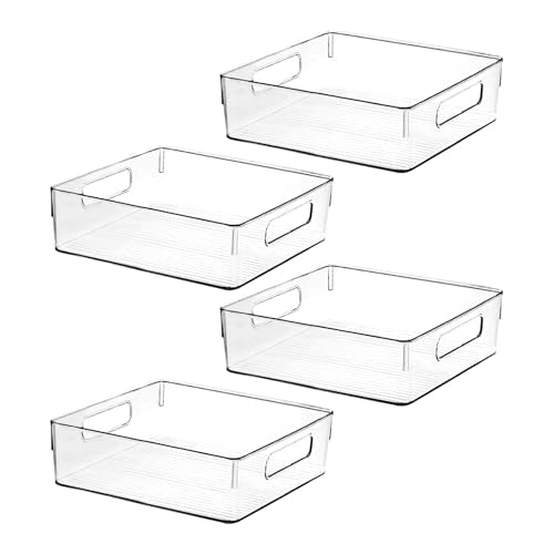 Clear Plastic Storage Bins, Pantry Organizers and Storage, Kitchen Organization and Storage Containers Bins for Organizing, Fridge, Freezer, Bathroom, Pantries, Medicine Cabinet Organizer Bin - size: 10.8 x 7.9 x 3.4