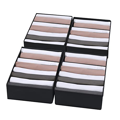 4 Packs T-shirt Drawer Organizers for Clothing,8 Grids Compartment Wardrobe Storage Box, Washable Clothes Organizer for Folded Clothes, Legging, Silk Scarve-Black - color: Black, size: 8 GRIDS-SMALL SIZE