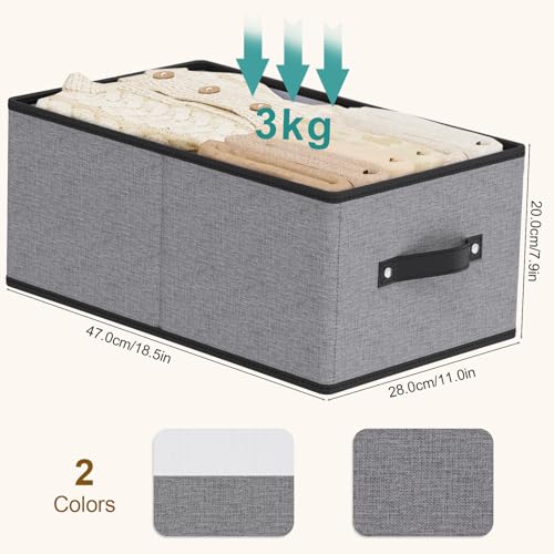 Foldable Storage Bins with Handles, Fabric Storage Cubes for Organizing, Decorative Linen Closet Organizers, 18.5 × 11 × 7.9 Inch, Gray, 4-Pack - color: Gray, size: Jumbo -4 Pack
