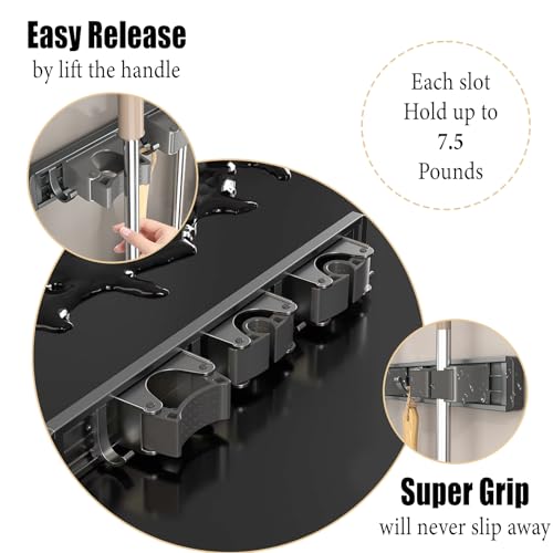 Mop and Broom Holder Wall Mount,Command Broom Holder Hanger Wall Mount,Tool Hangers for Garage Wall