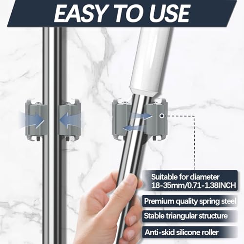 3-H 12 Pack Mop and Broom Holder Big Size Hanging 1 KG Extra,Broom Hanger Wall Mount for Hanging and Organizing Shove Rake Yard Tools in Shed Kitchen Laundry Room Bathroom Garden(Grey) - color: Matte Grey, size: 12