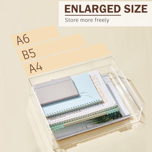 Harloon 4 Tier Acrylic Paper Tray Organizer, Heavy Duty Stackable Clear Organizer for A4/Letter Paper, Acrylic File Storage for Desk, Office Workspace, No Assembly Required, 13 x 10 x 1.7 Inches - color: Transparent, size: 13x 10 x 1.7 Inches