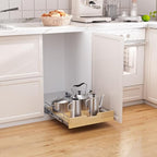 Sikarou Pull Out Cabinet Organizer,Heavy-Duty Slide Out Shelf, Wood And Wire Basket, Pull Out Drawer for for Kitchen Under Sink Space, Pantry, Bathroom (11 * 21 WM) - size: 1-TIE 11*21 WM