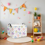 HIYAGON Rectangular Easter Basket Fabric Storage Bin Boxes Collapsible Baby Girl Basket for Clothes Books Shelves Basket(Bowknot Egg) - color: Bowknot Egg