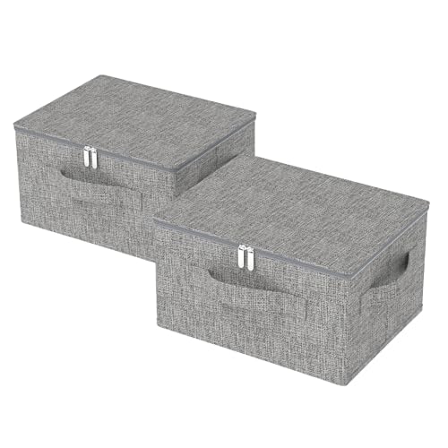 Underbed Storage Box Containers with Lid, Foldable Blanket Baskets, Home Underbed Organization for Organizing Clothes, Shoes, Pillows, 17.7x13.7x9.8Inches, Grey, 2 Pack - color: Grey, size: 17.7x13.7x9.8in(2 Pack)