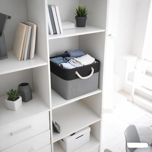 Cube Storage Bins, Collapsible Fabric Cube Storage Bin, 11 Inch Cube Storage Bins with Handles, Foldable Storage Cubes (Black/Gray, 6Pack) - color: black and gray