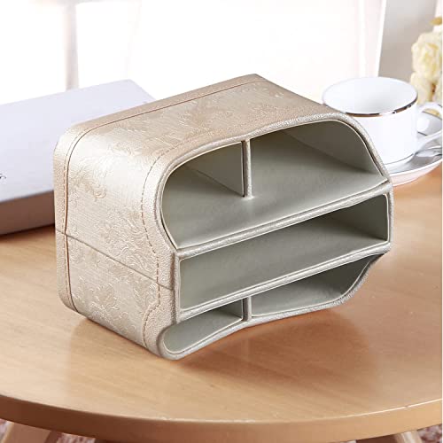 PUSU Leather 360°Rotatable Remote Control Holder,Nightstand TV Remote Caddy,Office Supplies Desktop Organizer,Spinning Storage Box for Pen,Mail,Phone,DVD, Blu-Ray, Media Player, Heater Controllers - color: 1 A Embroidery Flower