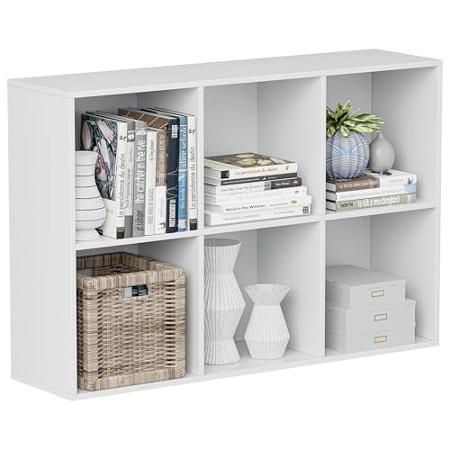 VDNEND Wooden Cube Storage Organizer with Closed Back Panel, 11in Cube Shelf Opening, Bookshelf, Display Shelf,Closet Cabinet for Home and Office (Embossed White, 6-Cube 35.98L*9.45W*24.09H) - color: Embossed White, size: 6-Cube 35.98L*9.45W*24.09H