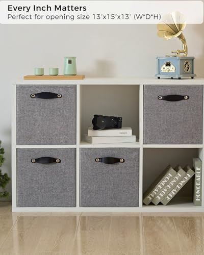 Foldable Fabric Storage Bins Cubes, 13x15x13 Inch Kallax Cubby Bins with Dual Handles, Dim Gray, 4 Pack - color: Dim Gray, size: KALLAX - 4 Pack