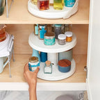 YouCopia Crazy Susan Two-Tier Turntable, Height-Adjustable Lazy Susan Organizer for Kitchen Cabinet and Pantry Organization and Storage, White - size: Two Tier