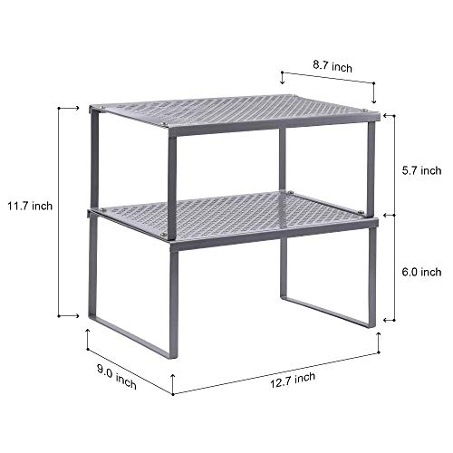 NEX Kitchen Shelf Organizer for Counter Cupboard Pantry, Set of 2 Cabinet Shelf Organizer Spice Rack, Stackable, Metal, Silver - color: Silver