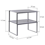 NEX Kitchen Shelf Organizer for Counter Cupboard Pantry, Set of 2 Cabinet Shelf Organizer Spice Rack, Stackable, Metal, Silver - color: Silver