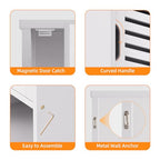 HITNET Bathroom Cabinet Over Toilet, White Medicine Cabinet, Hanging Cupboard with Single Door and Open Bottom Shelf, Wall Mounted Bamboo Storage Organizer - color: White
