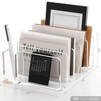 SANRUI Acrylic Mail Organizer, 5 Compartments File Holder for Desk, Letter Sorter with Pen Holder, Clear Countertop Document Sorter for Notebooks, Bills & Eyeshadow Palettes - style: 5 Sections with Pen Holder