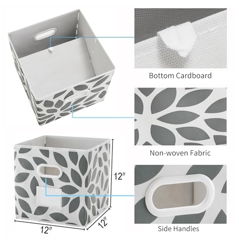 MAX Houser Fabric Storage Bins Cubes Baskets Containers with Dual Plastic Handles for Home Closet Bedroom Drawers Organizers, Flodable, Grey, Set of 4 - color: 27 dark grey
