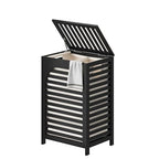 FILWH Laundry Hamper with Lid (16.9 * 13 * 26.5inches) Large Bamboo Laundry Bin Basket 85L Clothes Hamper with 1 Removable Bag Storage baskets for Bathroom(Black) - color: Black