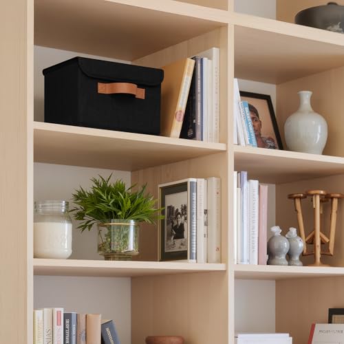 GRANNY SAYS Small Storage Bins with Lids, Small Storage Boxes, Shelf Baskets for Shelf, Collapsible Storage Bins for Living Room, Bedroom, 10x8x7 Inch, Black, 2-Pack - color: Black, size: Small-2 Pack