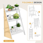 oakvivo Bamboo Bookshelf 3-Tier Ladder Shelf, 39.4” Freestanding Open Bookcase Book Shelf Bathroom Storage Shelf Unit Plant Stand for Small Space, Living Room, Bedroom, Home Office, White - color: 3-tier White