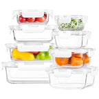 HOMBERKING 8 Pack Glass Food Storage Containers with Lids, Meal Prep Containers, Airtight Bento Boxes with Leak Proof Locking for Microwave, Oven, Freezer and Dishwasher, BPA Free, 5-35oz, white - color: White