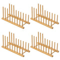 HBlife 4pcs Heighten and Widen Bamboo Dish Drying Rack Plate Bowl Cup Book Pot Lid Cutting Board Stand Drainer Storage Holder Organizer for Kitchen Cabinet - color: Rod 4inch High 6slots With 6inch High 2slots 4pcs