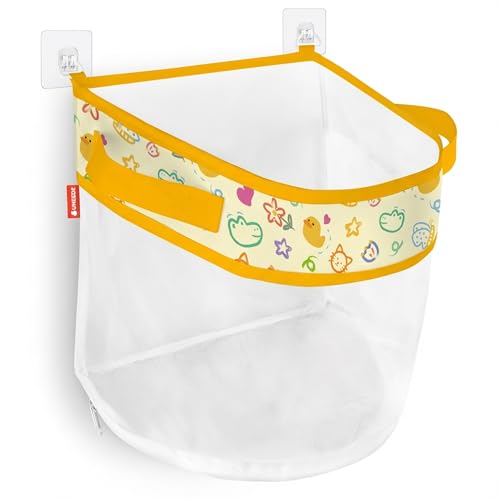 UNEEDE Duck Print Bath Toy Organizer, 4.15 Gallons Bathtub Toy Holder, Quick Dry Mesh Shower Caddy, Yellow Duck Stuff - style: Yellow duck