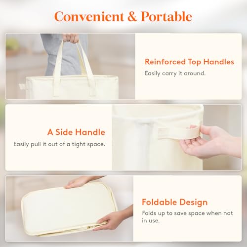 Lifewit 2 Pack Slim Laundry Hamper, Collapsible Narrow Laundry Basket, Small Tall Dirty Clothes Hampers with Handles for Bathroom Bedroom College Dorm, White, 65L - color: White