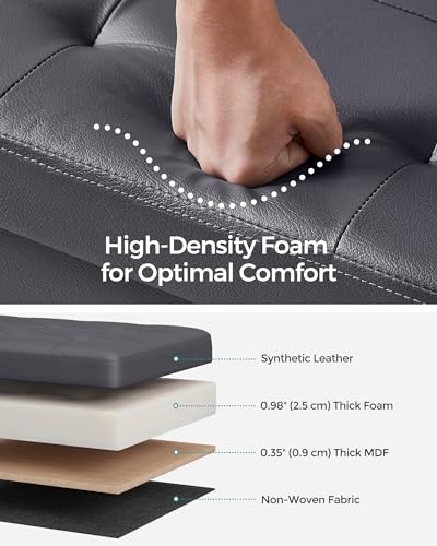 SONGMICS MAZIE Collection - 30 Inches Storage Ottoman Bench with Flipping Lid, Storage Chest Footstool, Load 660 lb, for Entryway, Living Room, Bedroom, Synthetic Leather, Dark Gray ULSF045G01 - color: Dark Gray, size: 15"D x 30"W x 15"H