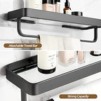 VOLPONE Bathroom Shelves Wall Mounted Glass Shelf for Floating Shelf Tempered Glass Shelves 2 Tier Bathroom Wall Organizer(Black) - color: Black(rectangular)