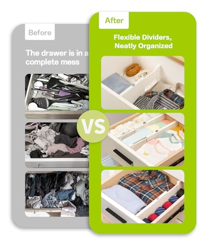 Adjustable Non-Slip Drawer Organizer – Versatile Storage Tray for Kitchen, Wardrobe & Office, 11.6" to 17" Length, Durable ABS & Silicone Base, Easy Assembly