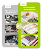 Adjustable Non-Slip Drawer Organizer – Versatile Storage Tray for Kitchen, Wardrobe & Office, 11.6" to 17" Length, Durable ABS & Silicone Base, Easy Assembly