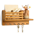 Rebee Vision Farmhouse Pine Wood Key Holder Wall Mount - Rustic Key Holder for Wall with Storage Shelf & 6 Hooks - Mail Holder for Kicthen, Living Room, Bedroom (Yellow) - color: Yellow