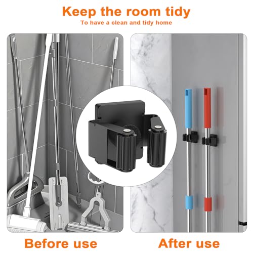 4 Pack Strong Magnetic Mop Broom Holder, Heavy Duty Magnetic Broom Mop Hanger for Cleaning Tools, Wall Mounted Mop Broom Holder for Laundry Garage Kitchen Workshops Shed - size: 4Pcs Magnetic Broom Holder