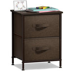Sorbus Nightstand with 2 Drawers - Bedside Furniture End Table Night Stand with Steel Frame, Wood Top & Easy Pull Fabric Bins - Small Dresser & Chest for Home, Bedroom Accessories & Office - color: Brown, style: 2 Drawer