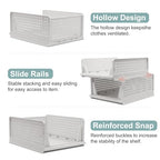 Goderewild Stackable Foldable Storage Baskets, Folding Storage Bins, Closet Organizers and Plastic Drawer Shelf Storage Container for Wardrobe, Cupboard, Kitchen, Bathroom, Office (White, 2L2S) - size: 2L2S