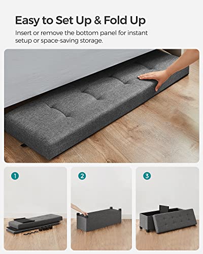SONGMICS Storage Ottoman Bench, Foldable Foot Rest with Legs, 15 x 43 x 15.7 Inches, End of Bed Bench, Storage Chest, Load up to 660 lb, for Living Room, Bedroom, Entryway, Slate Gray ULSF018G01 - color: Dark Gray, size: 15"D x 43"W x 15.7"H
