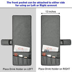 Sofa Armrest Organizer Couch Remote Holder, Sofa Caddy Bedside Organizer Recliner Armchair Accessory for iPad Tablet Phone Magazines in Home Bedroom Office Hotel, 5 Pockets with Font Side Drink Holder