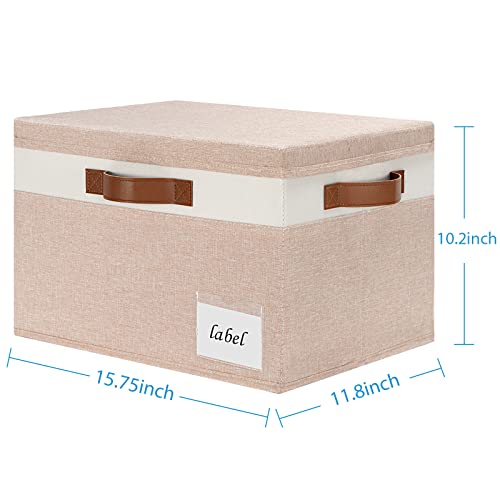 Extra Large Storage Bins with Lids, Foldable Fabric Storage Baskets with Lids, Sturdy Storage Boxes with Labels and 3 PU Handles for Closet Home Bedroom Office (32L, 3 Packs, Pink&White) - color: Pink with White, size: Extra Large-3pcs
