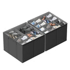 SUOCO 2 Pack Shoe Organizer for Closet, Fits up to 32 Pairs, Small Space Shoe Storage Boxes Bins Containers w/Adjustable Dividers and Clear Top, Grey - color: Grey