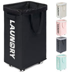 Goodpick Black Laundry Hamper with Wheels, 75L Dirty Clothes Hamper with Removable Wash Bag for Laundry Room, Rolling Laundry Basket - color: Black 1-Pack